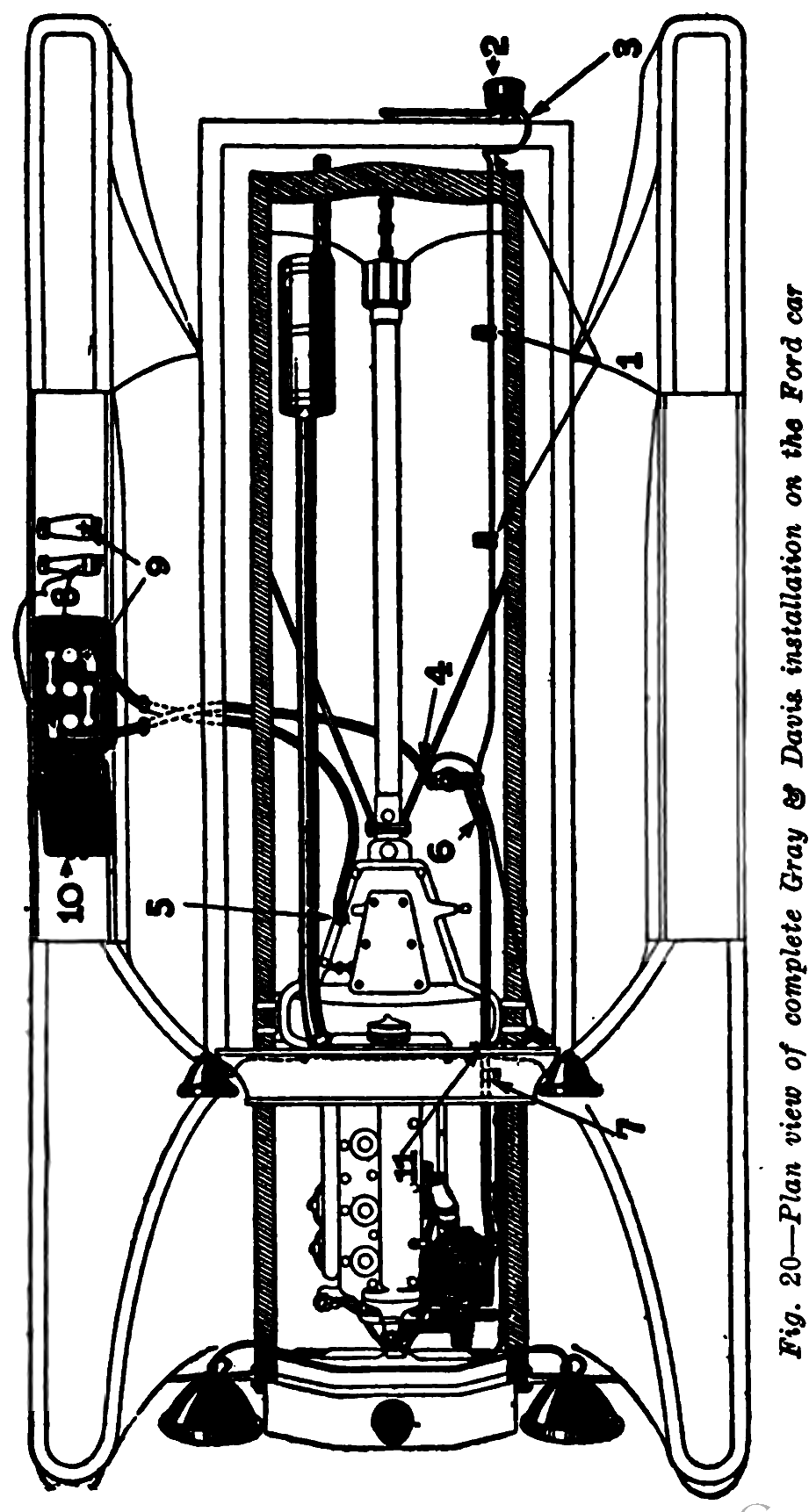 Plan view of a complete combined starter and generator unit.