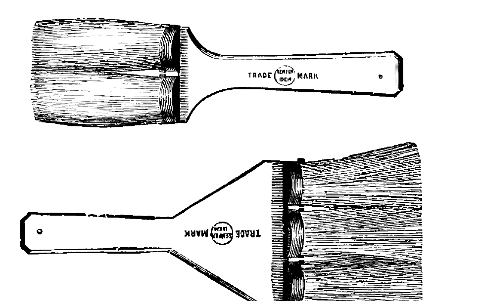 Two- and three-knot distemper brushes, used for ceiling and wall work, and the ancestor of the modern roller.