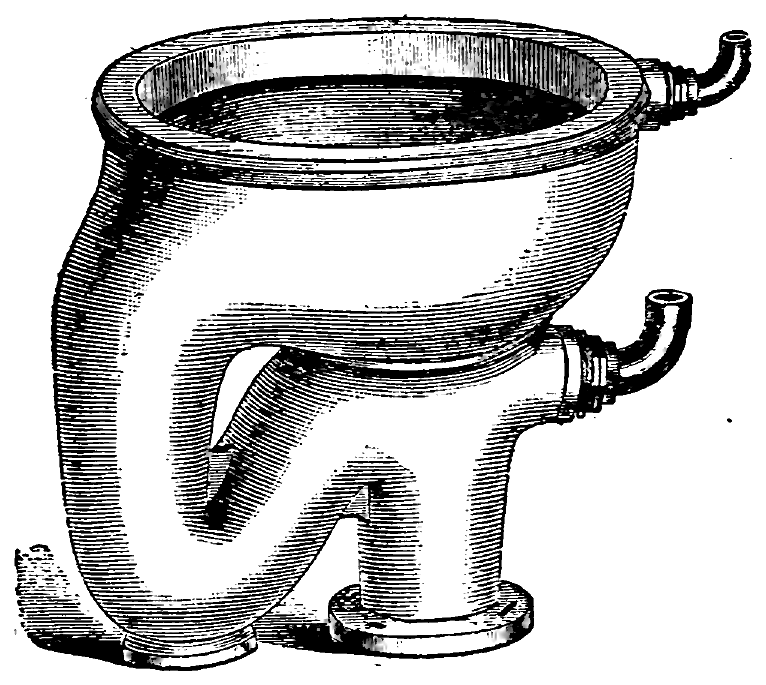 The washout water closet with front outlet, shown in cross-section.