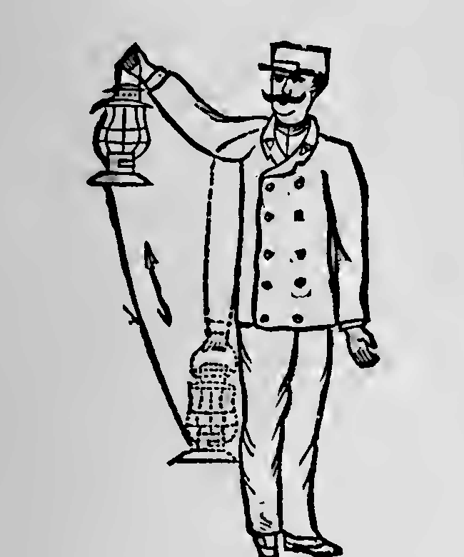 The 'go ahead' hand signal, given by raising the hand above the head, a fixed, unambiguous instruction understood at a distance.